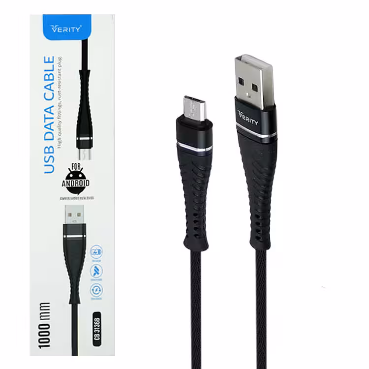 کابل دیتا و شارژ اندروید VERITY مدل 3136 مشکی