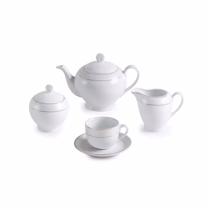 چینی زرین سرویس 17 پارچه چای خوری طرح سپید صدف