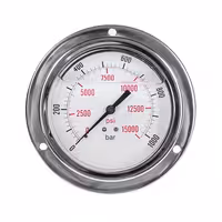 گیج فشار صفحه 10 سانت روغنی 1000 بار تابلویی