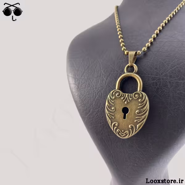 گردنبند طرح قفل قلبی زیبا با زنجیر ساچمه ای