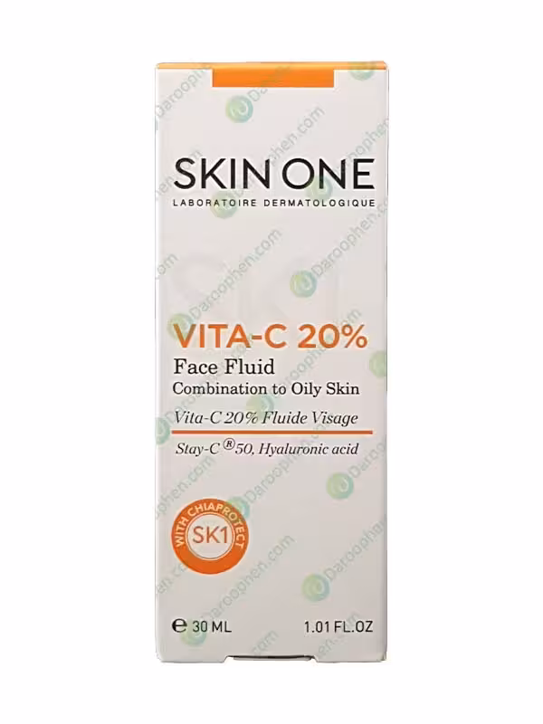 فلوئید صورت ویتامین سی 20 درصد اسکین وان مناسب پوست چرب و مختلط 30 میلی لیتر – Skin One Vita C 20 Face Fluid 30 Ml
