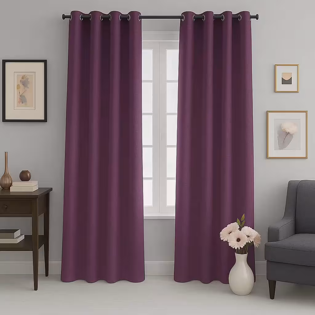 پرده پانچی ساتن ارغوانی کد 10