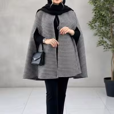 شنل زنانه کرپ مدل موهر زنانه پیچازی جلوباز