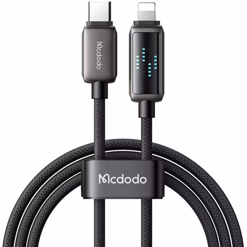 کابل شارژ سریع تایپ سی به لایتنینگ 36 وات 1.2 متری با قابلیت کارپلی و نمایشگر سرعت شارژ مک دودو CA-263