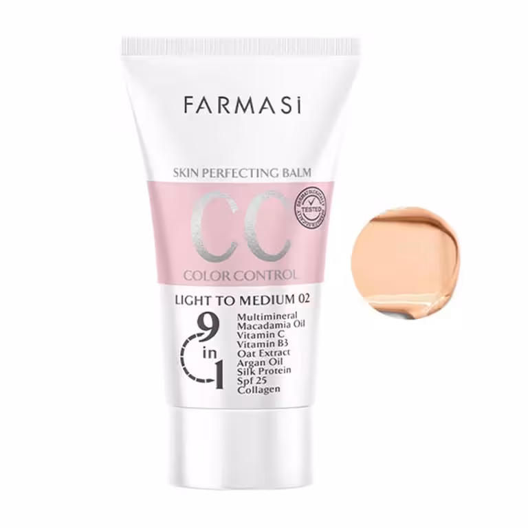 سی سی کرم 9 در 1 فارماسی رنگ روشن تا متوسط 02 با Spf 25 حجم 50 میل
