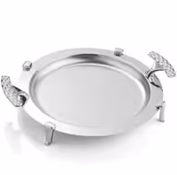 سینی دایره دسته نقره ای Diamond پایه دار ریور کد B1416