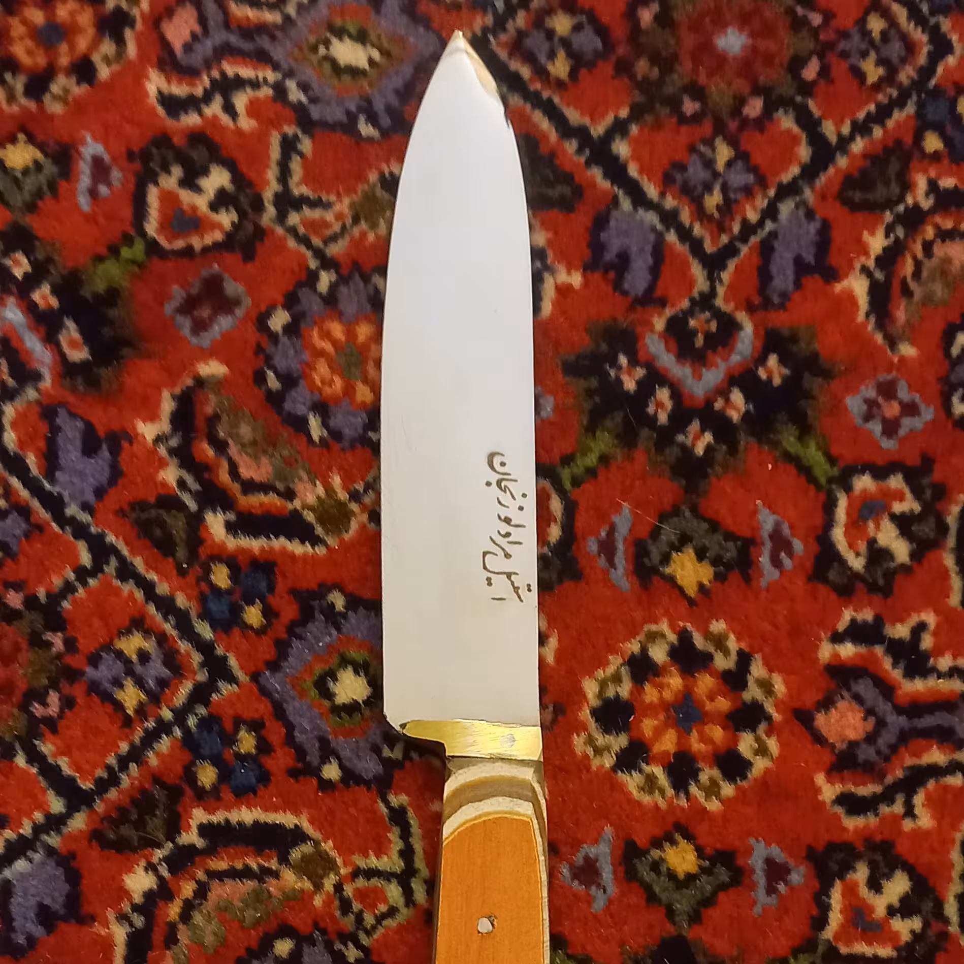 چاقو آشپزخانه سایز 1 جنس تیغه فولاد استیل ضد زنگ دسته کائوچو باربند برنج دستساز