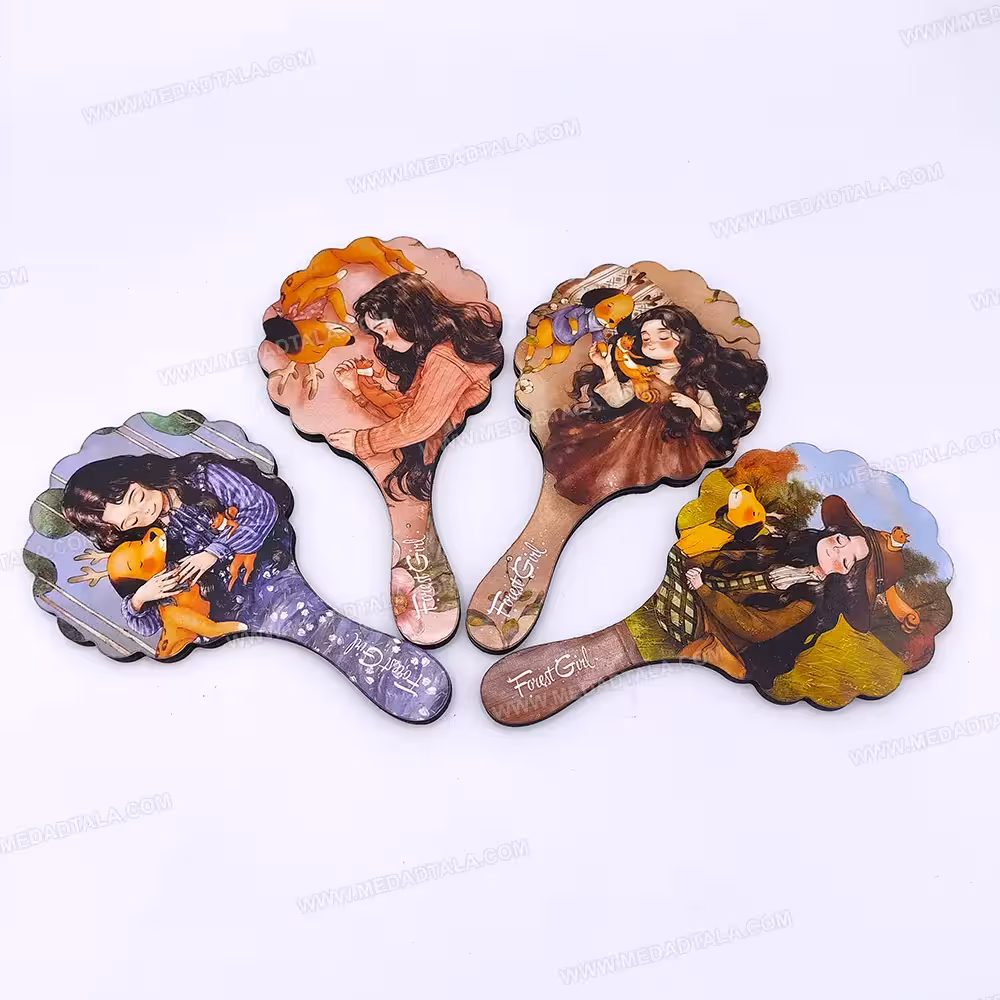 آینه دسته دار چوبی سری دختر