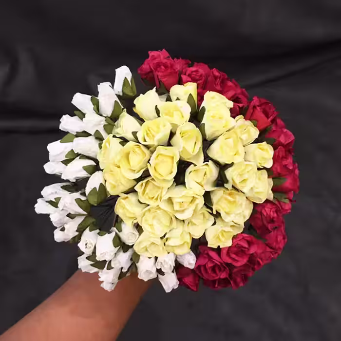گل مصنوعی مدل غنچه رز کد 200 بسته 3 عددی