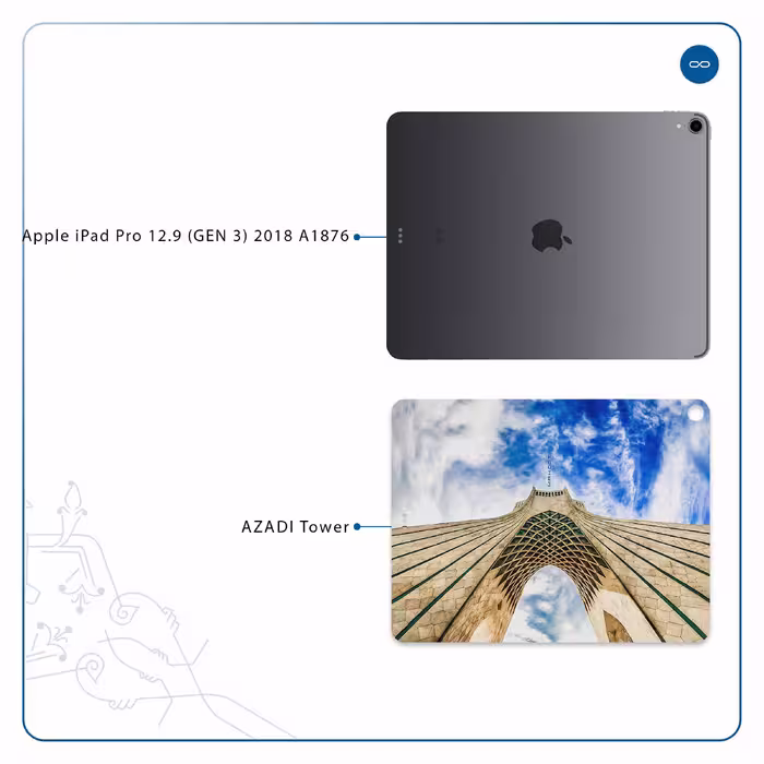 برچسب پوششی ماهوت مدل AZADI-Tower مناسب برای تبلت اپل iPad Pro 12.9 (GEN 3) 2018 A1876