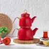 ست کتری و قوری شفر مدل Emaye kirmizi