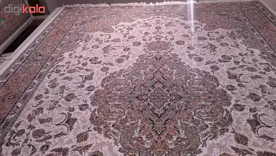 فرش ماشینی زمرد مشهد طرح 45001 زمینه کرم صورتی