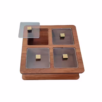 جعبه دمنوش مدل Cube-wood کد 125