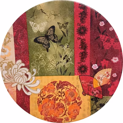 بشقاب دیوارکوب سفالی مدل بانوی ژاپنی کد 5 مجموعه 2 عددی