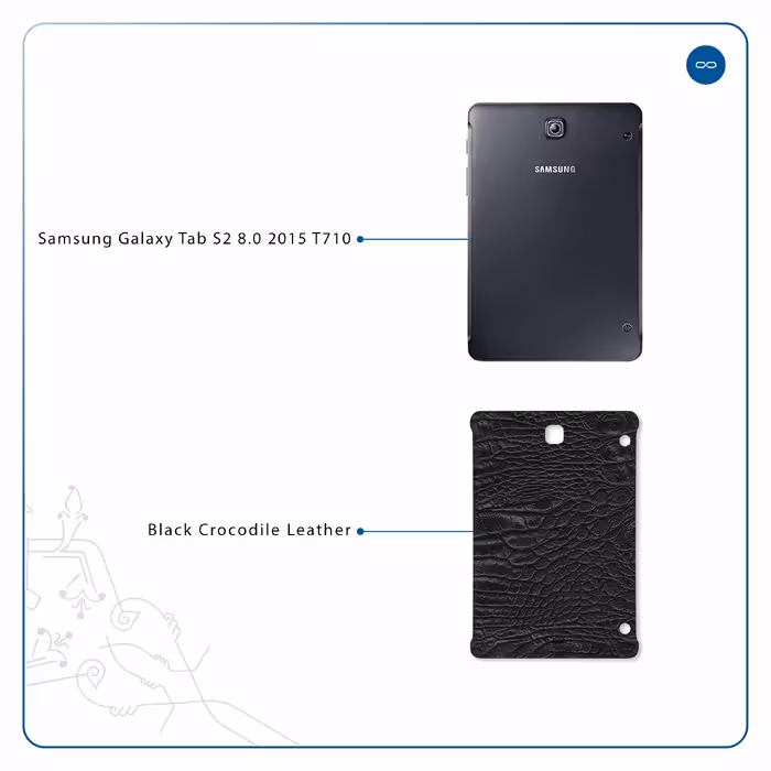 برچسب پوششی ماهوت مدل Black-Crocodile-Leather مناسب برای تبلت سامسونگ Galaxy Tab S2 8.0 2015 T710