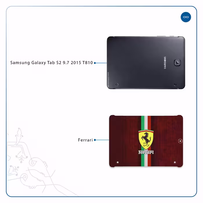 برچسب پوششی ماهوت مدل Ferrari مناسب برای تبلت سامسونگ Galaxy Tab S2 9.7 2015 T810