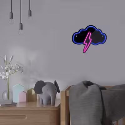 چراغ دیواری نئون دیزاین طرح Cloud-Vs-Lightning-BL_MLC