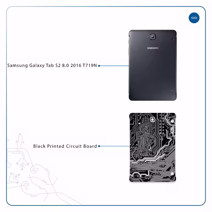 برچسب پوششی ماهوت مدل Black Printed Circuit Board مناسب برای تبلت سامسونگ Galaxy Tab S2 8.0 2016 T719N