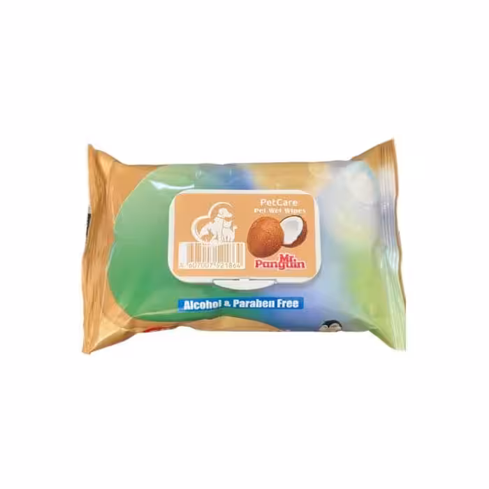 دستمال مرطوب پاکتی پنگوئن با رایحه نارگیل 50 برگی