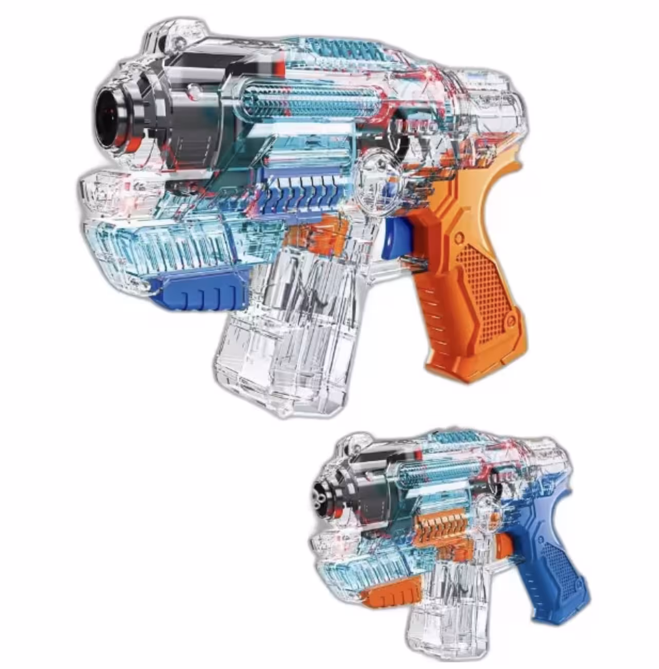 تفنگ حباب ساز مخزن دار موزیکال باطری خور شفاف
