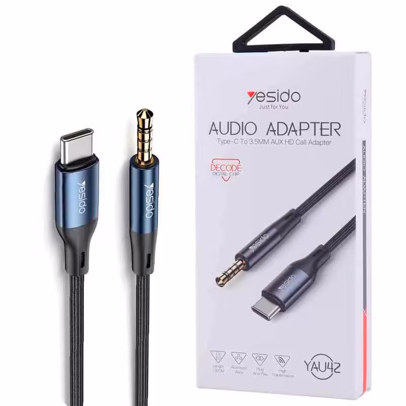 کابل تبدیل Type-C به AUX یسیدو YAU42 طول 1 متر