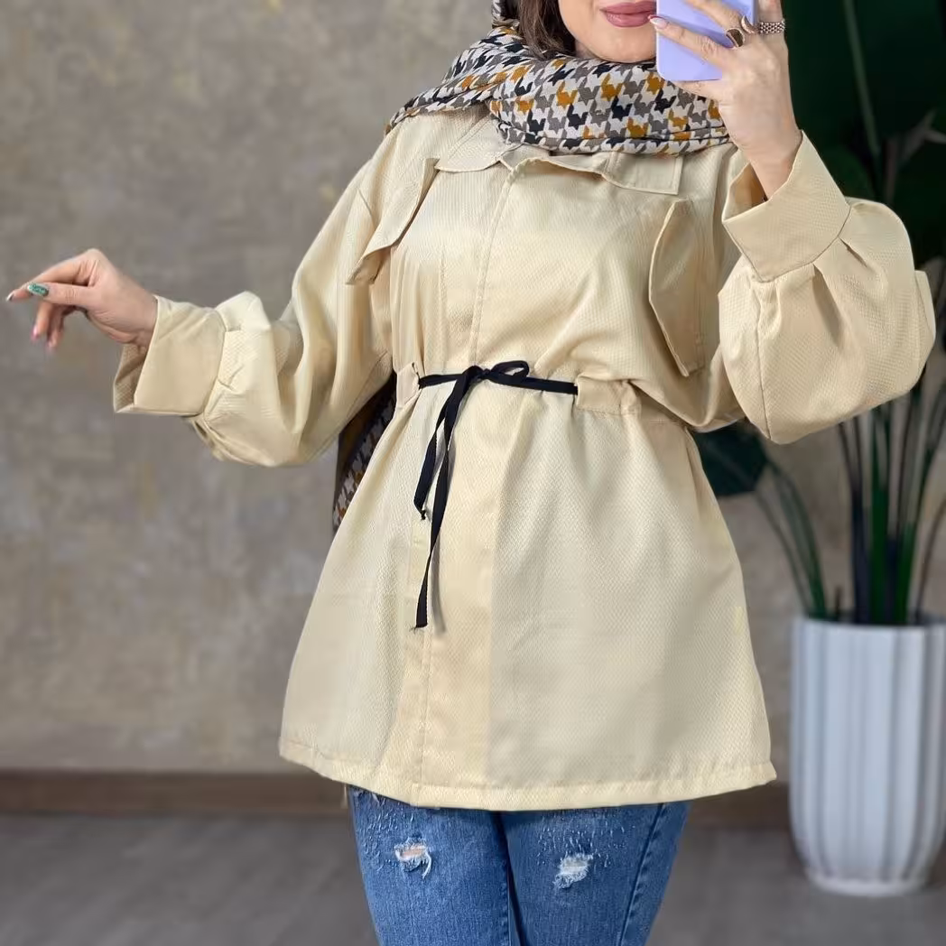مانتو کوتاه کتی ژاکارد بهاره