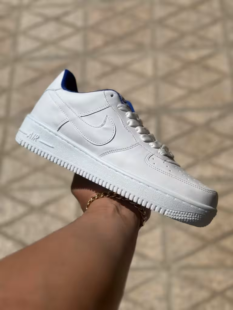 کتونی نایک ایر فورس 1 سفید آستر آبی ( 556 )