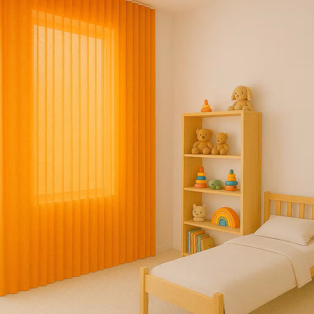 پرده مینیمال حریر ساده نارنجی کد 567