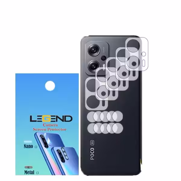 محافظ لنز دوربین نانوگلس مدل LEGEND مناسب موبایل شیائومی Poco X4 GT بسته 5 عددی