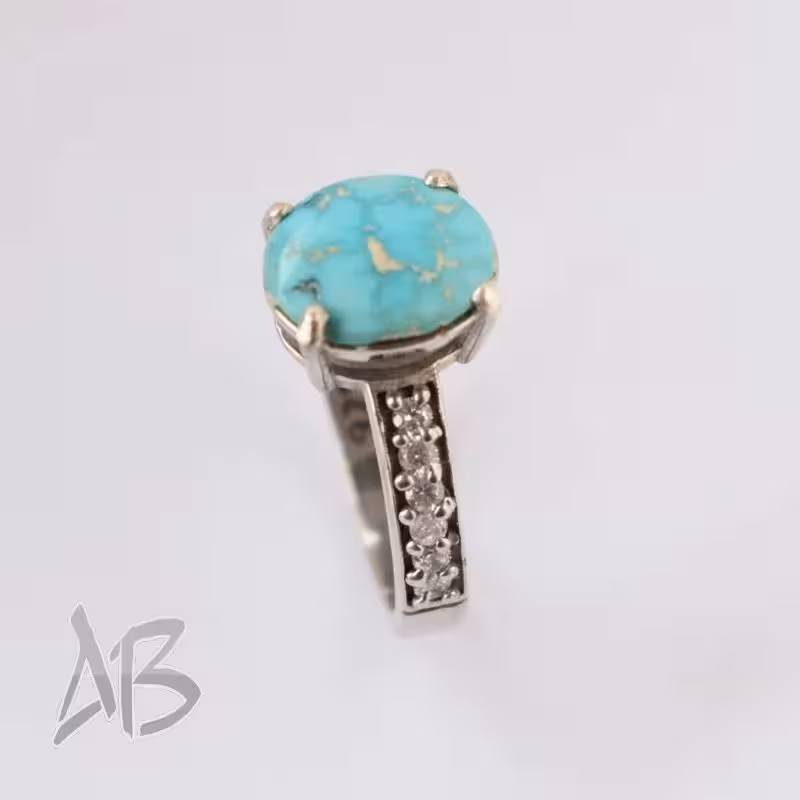 انگشتر نقره زنانه فیروزه نیشابور اصل مناسب کادو آقابزرگ کد 585