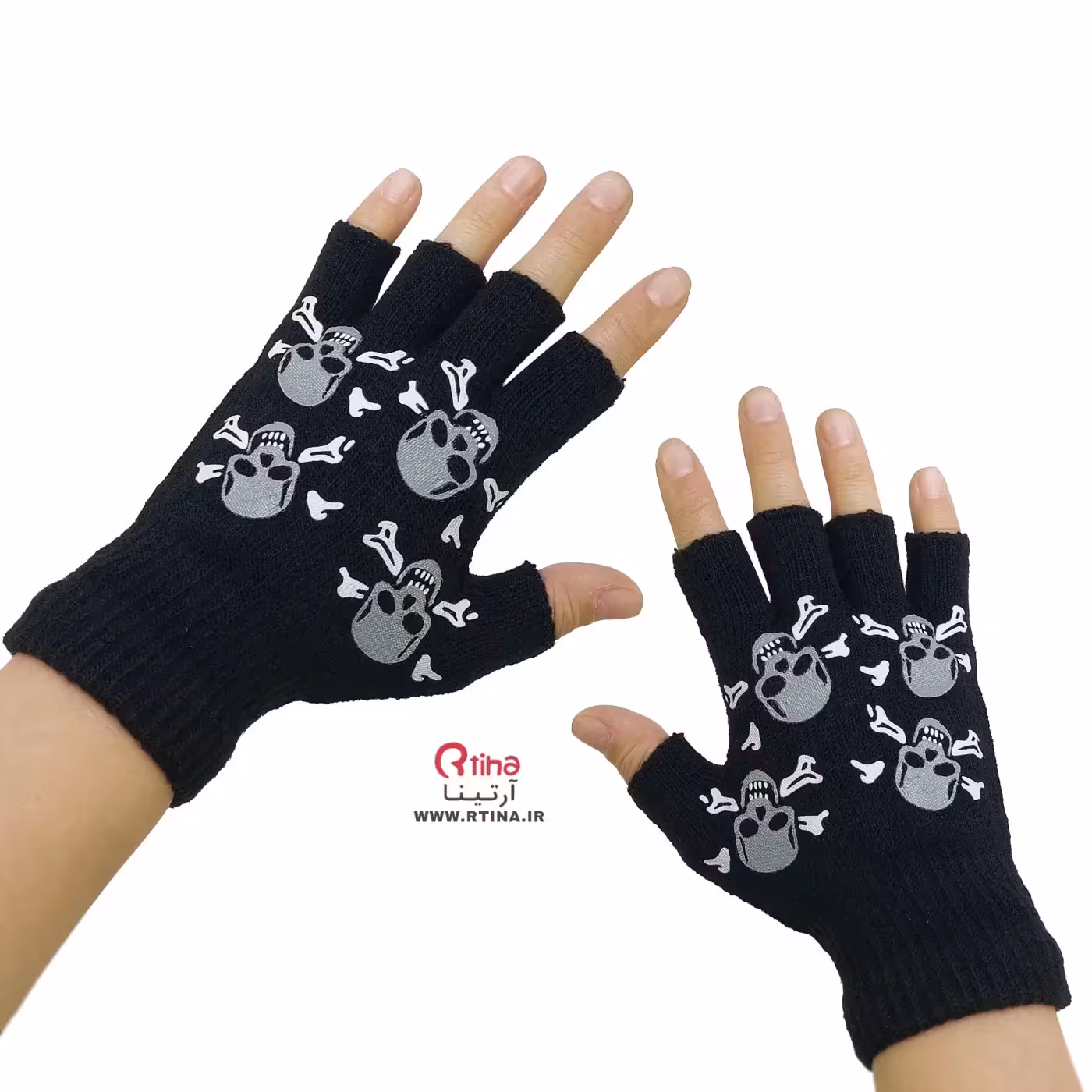 دستکش مدل اسکلت نیمه ای بدون انگشت
