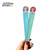 خط کش 15 سانتی چوبی دختر سبز آبی کد2