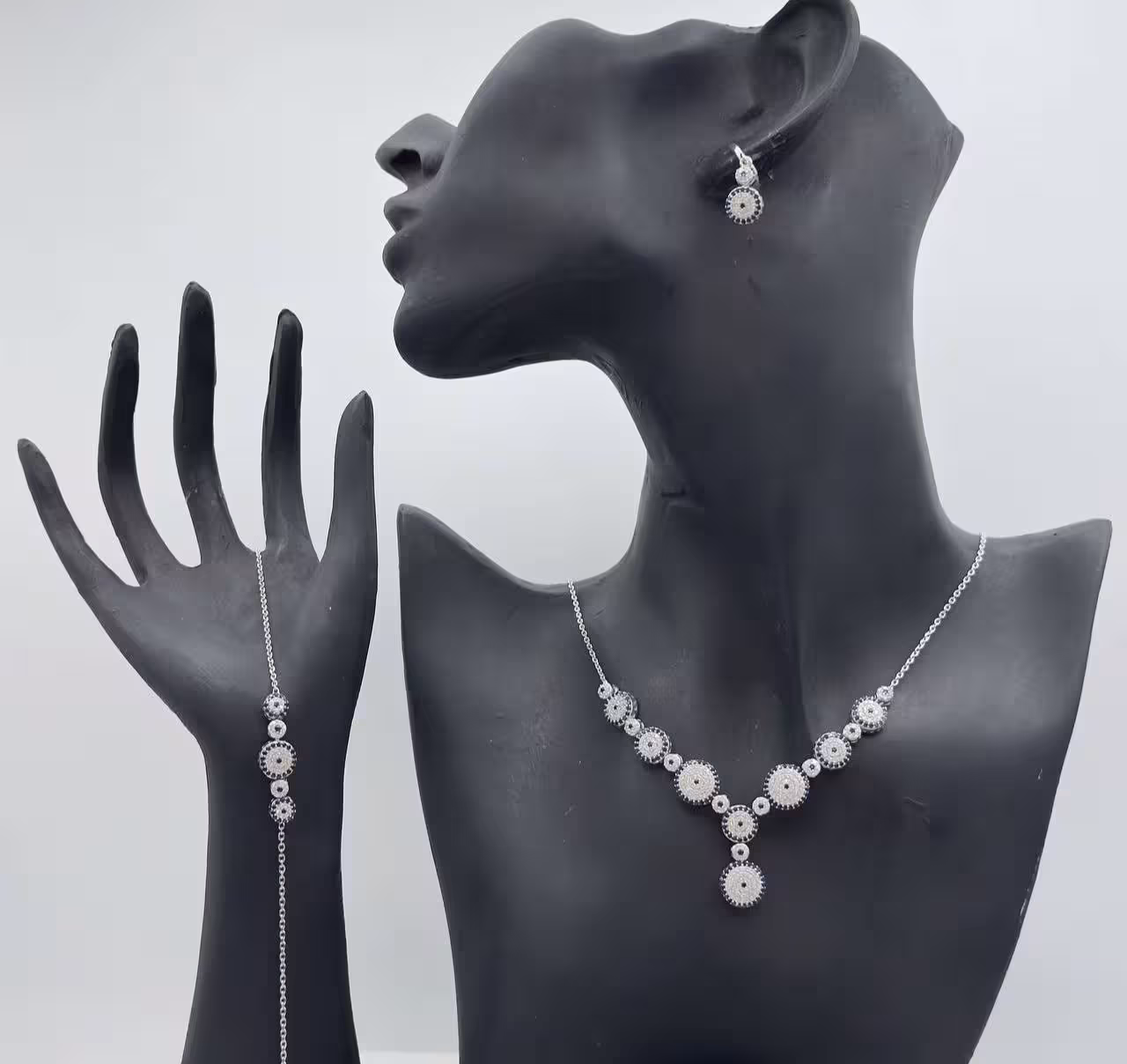 سرویس زنجیری نقره جواهری زنانه کد 60123