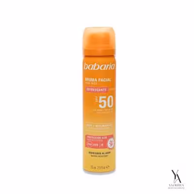 اسپری ضد آفتاب صورت باباریا BABARIA حاوی SPF50 حجم 75 میل