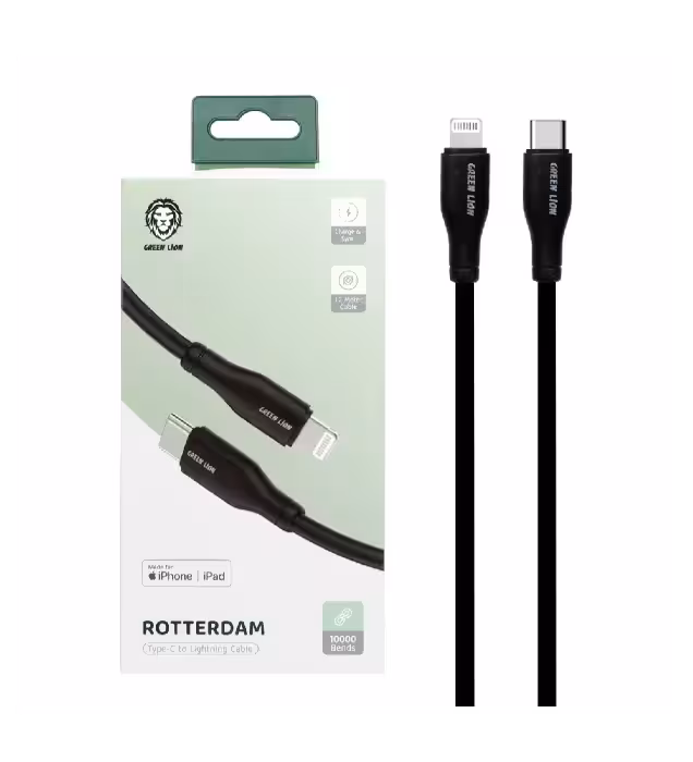 کابل شارژ فست Type-C to Lightning گرین لاین مدل GNRTTYCTLTGBK طول 1.2 متری