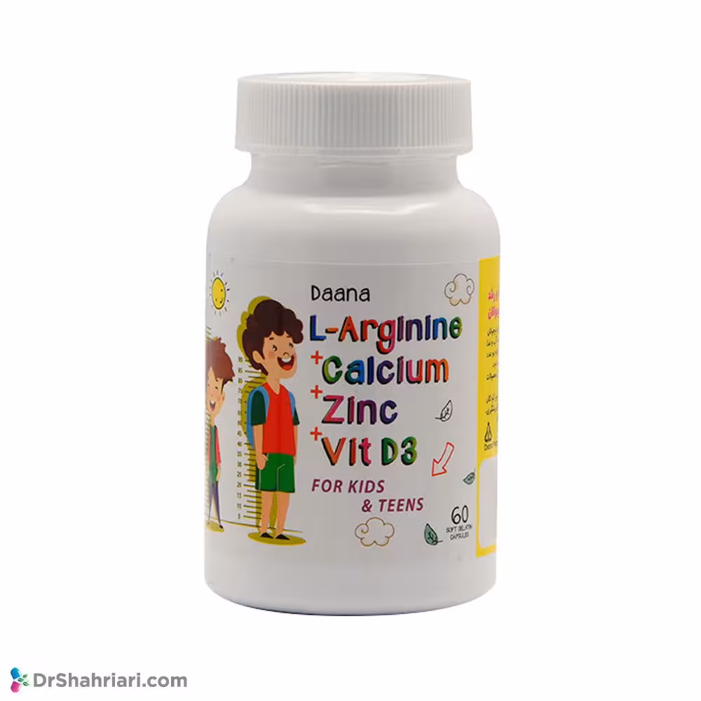 سافت ژل ال آرژنین پلاس کلسیم پلاس زینک پلاس ویتامین D3 دانا | 60 عدد