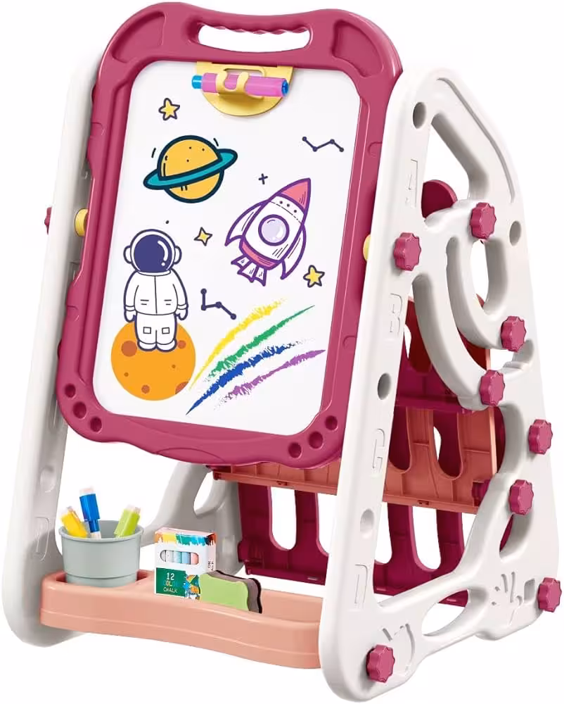 میز نقاشی و تخته طراحی و قفسه کتاب و تخته سیاه و وایت برد و تخته مگنت با پایه و لوازم نقاشی 35 تکه   ARTIST