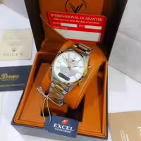 ساعت مچی مردانه زنانه دوزمانه EXCEL اکسل مدل EX-6245Gموتور ژاپن