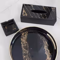 ست سینی و جادستمال و زیر استکانی رزین مجموعه سه عددی