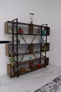 استند پارتیشن چوبی فلزی و قفسه کتاب مدرن مدل لادا