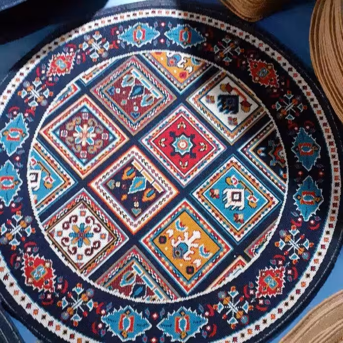 گلیم گردطرح کژال سرمه ای(1در1)(هزینه ارسال باخریداروپس کرایه میباشد)