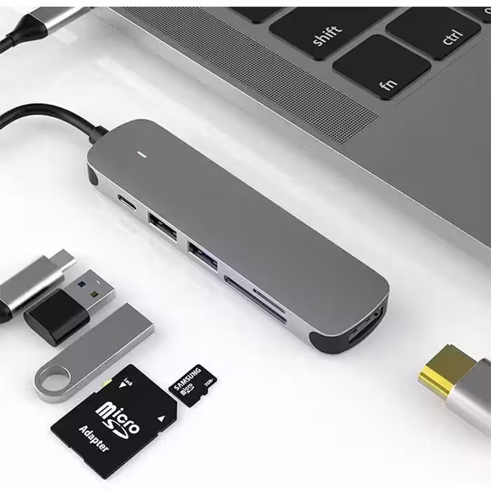 هاب 6 در 1 با HDMI 4K و شارژ 60 وات CENAVA USB C Hub Multiport Adapter