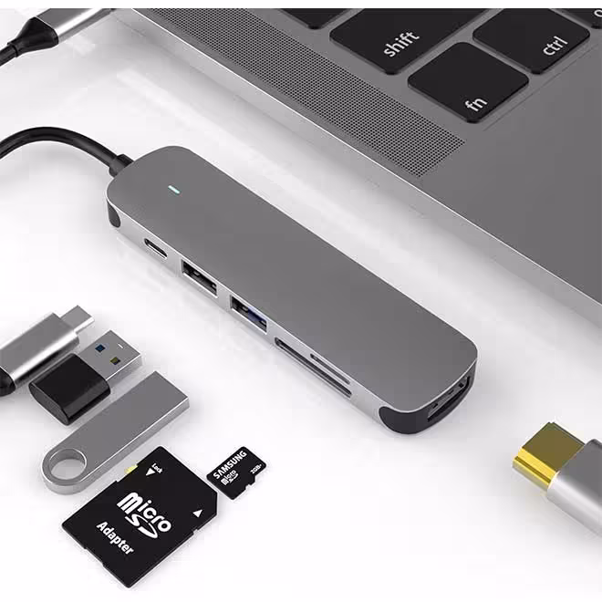 هاب 6 در 1 با HDMI 4K و شارژ 60 وات CENAVA USB C Hub Multiport Adapter