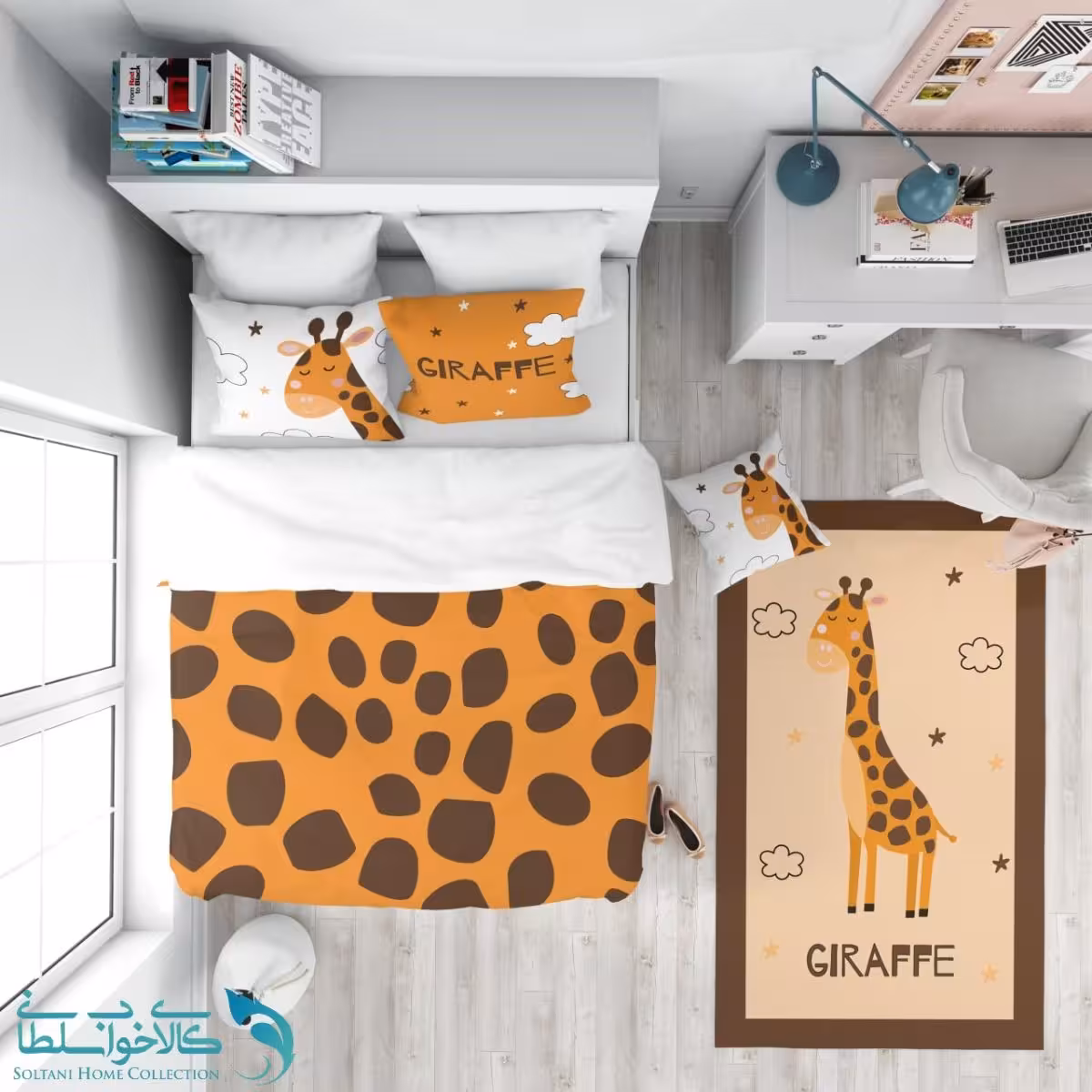 روتختی طرح زرافه مهربون سایز یکنفره کد A3017