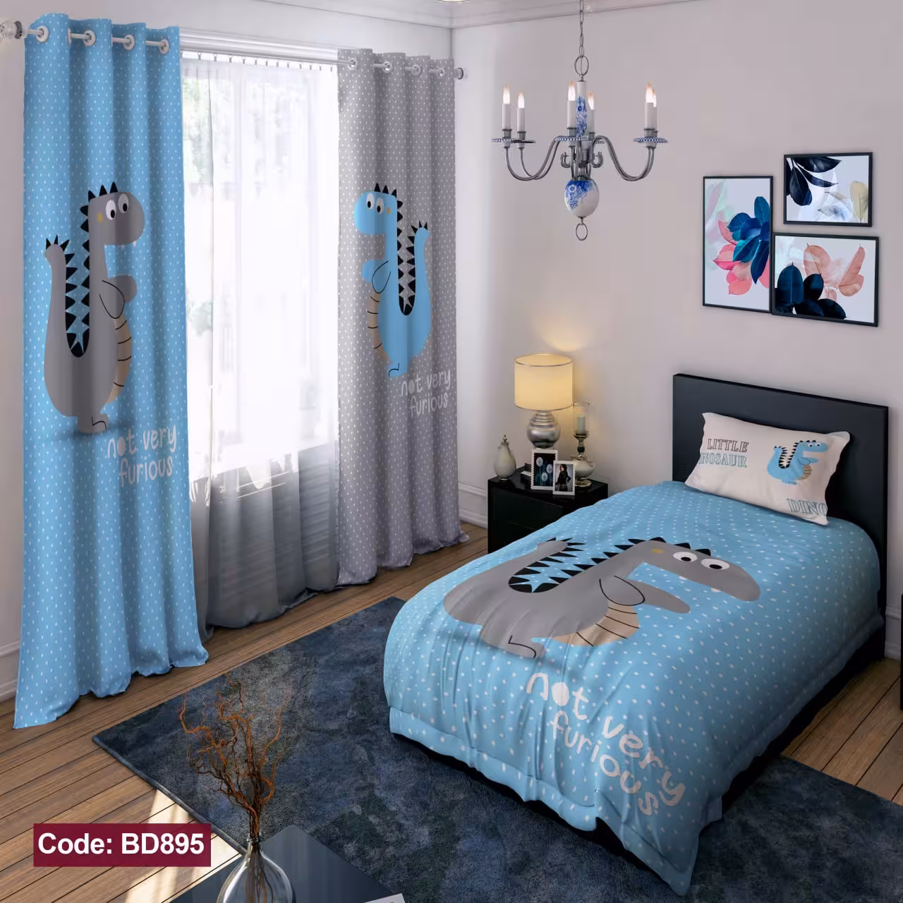 پرده پانچی مخمل چاپی پسرانه کد 895