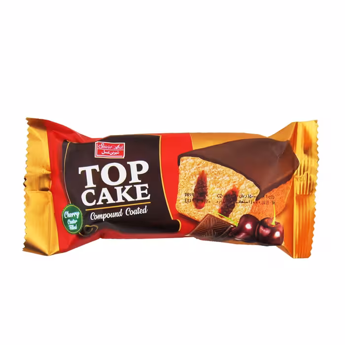 تاپ کیک مغز دار گیلاس با روکش کرم کاکائو شیرین عسل 60 گرمی