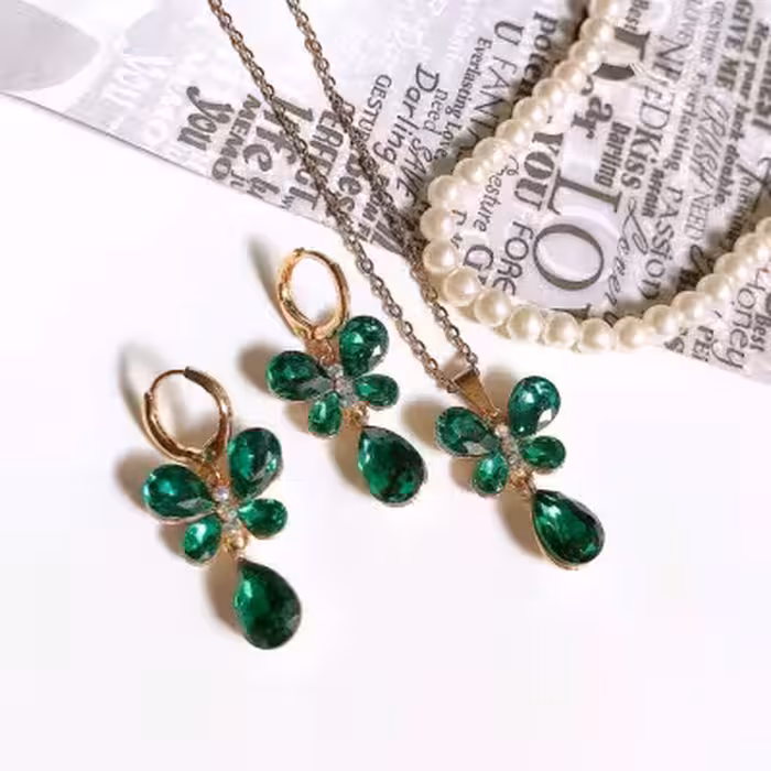 نیم ست جواهری استیل طرح پروانه