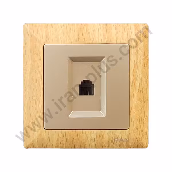 تلفن تک سوکت (2خط) مدل الیزه طرح چوب روشن میانی بژ