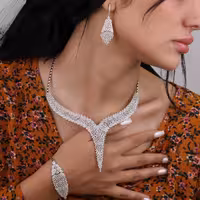 سرویس مجلل نقره جواهری زنانه کد 60537