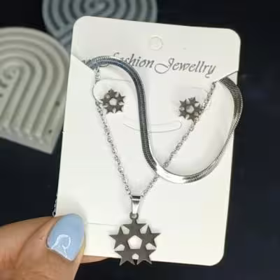 نیم ست ماری با پلاک زنجیر و گوشواره